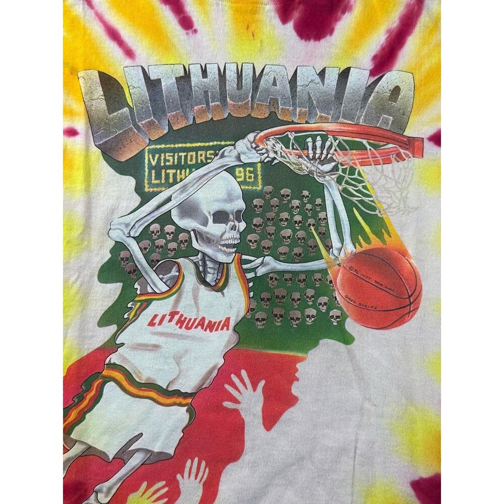 VINTAGE 1992 GRATEFUL DEAD LITHUANIA BASKETBALL SHIRT LIQUID BLUE LARGE VTG - Picture 6 of 10